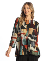 Jess & Jane FB2-2138MU Multicolor CUBISM  French Brush Tunic With Pocket