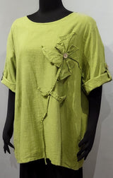 Transparente 91816KW Kiwi 100% Linen One Size Flower Top