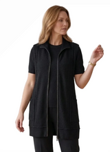 Wild Palms 7763BK BLACK Women's Textured Knit Zip Front Vest with Pockets