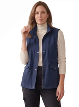 Wild Palms D44IN INDIGO Women’s Stretch Denim Zip & Snap Front Cargo Vest