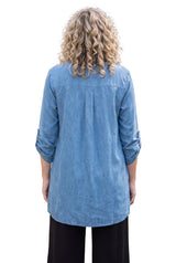 Blue Sky BSG Gill Button Front Denim Tencel Blouse