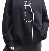 HAAKŌ H2002BK BLACK Dog & Leash Long Sleeve Boat Neck Drop Shoulder Sweatshirt