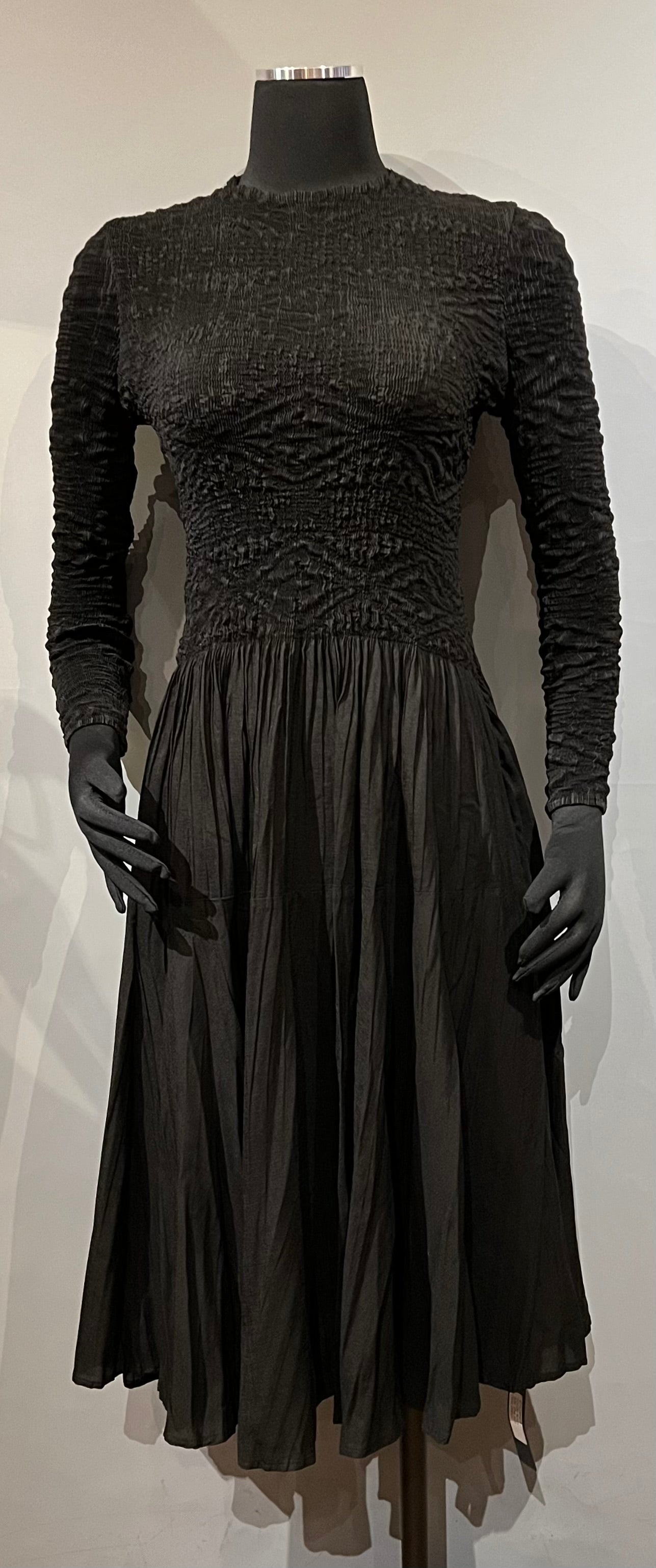 Vanité Couture 88076BK Black Dress One Size Japanese Shibori Pleated Full Length Sleeve