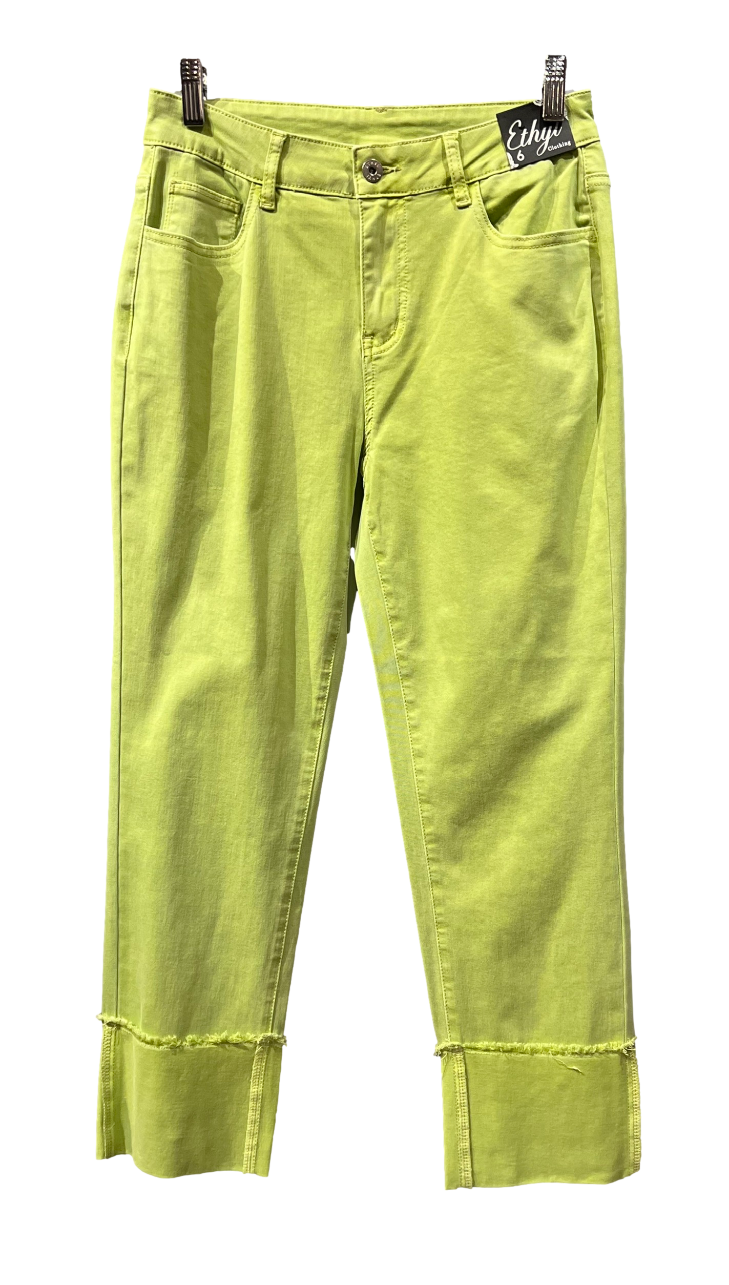 Ethyl Z531 Moss Zipper Capri Cuffed Pants