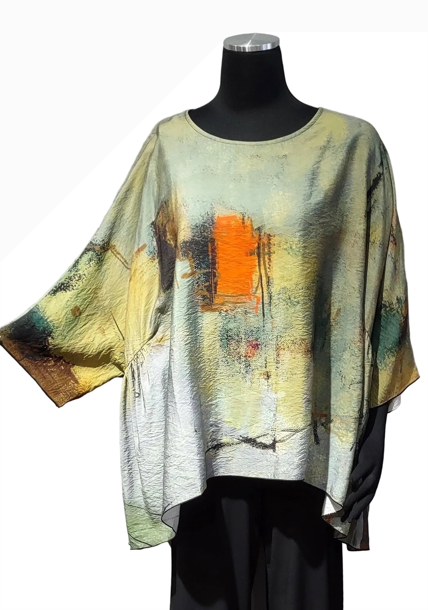 3 Potato 00252-22FA One Size 3/4 Sleeve Hand Painted Butterfly Top