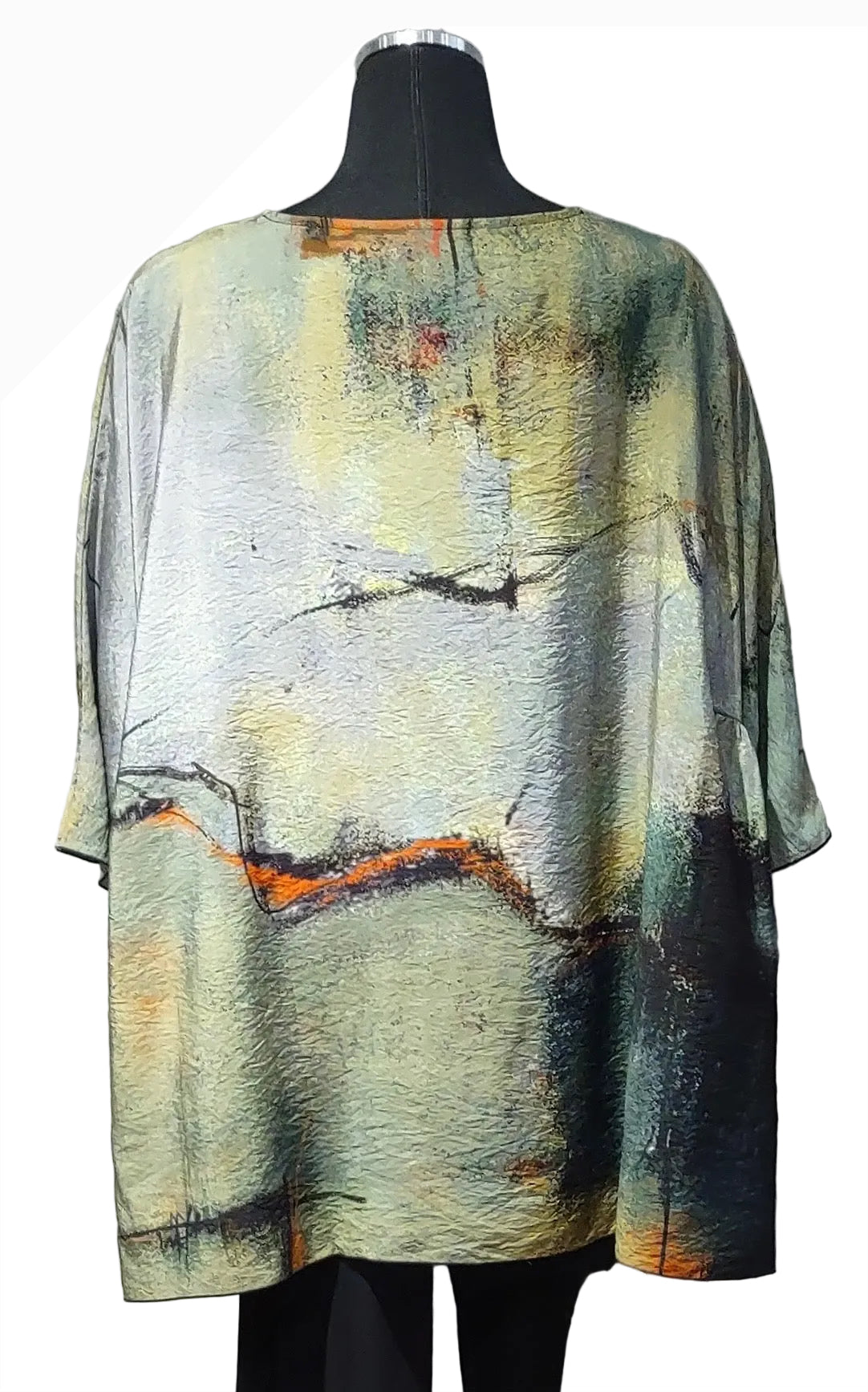 3 Potato 00252-22FA One Size 3/4 Sleeve Hand Painted Butterfly Top