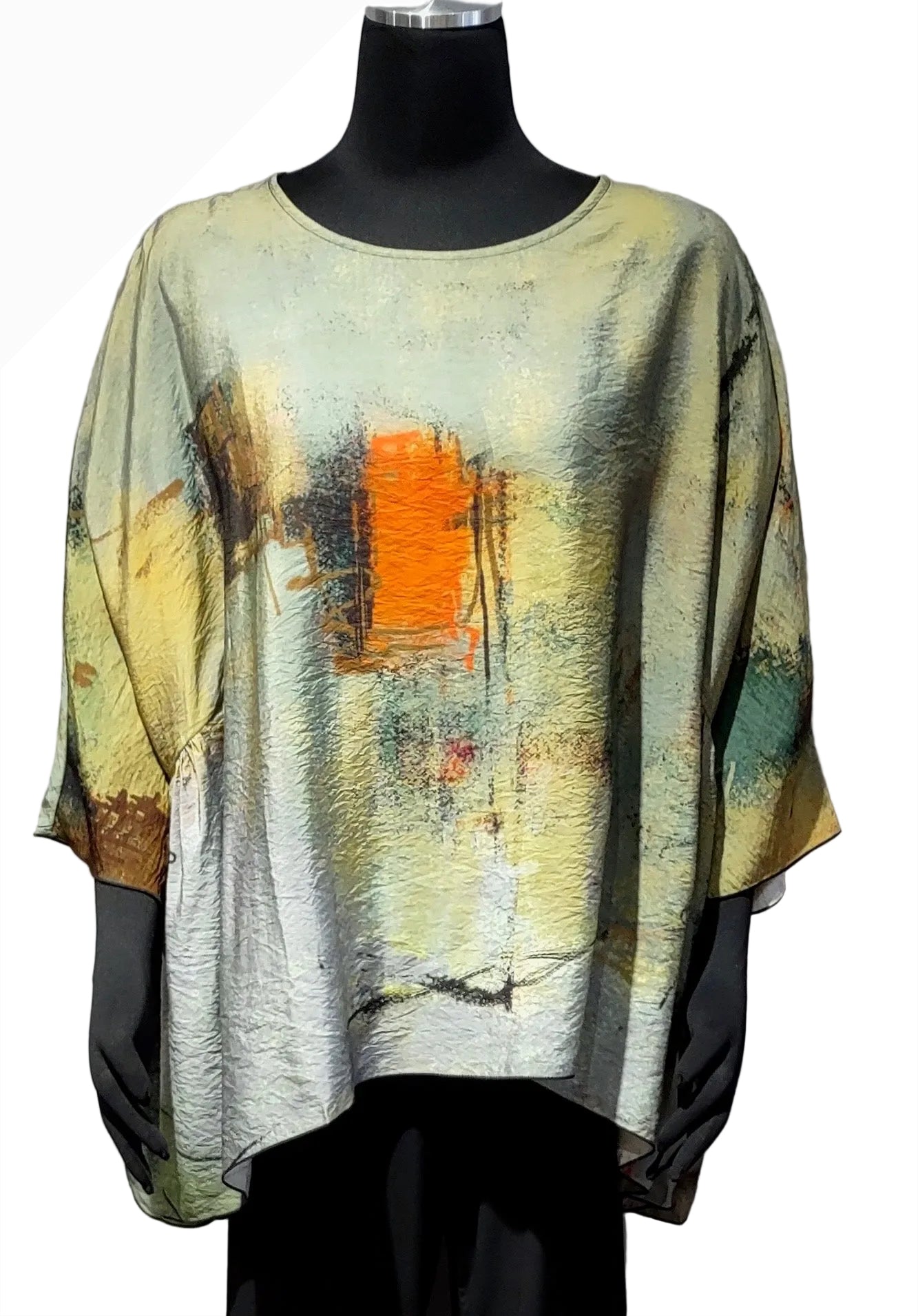 3 Potato 00252-22FA One Size 3/4 Sleeve Hand Painted Butterfly Top