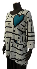 Darby PA1806KG Grey Pop Art Lola 3/4 Sleeve Tunic Top