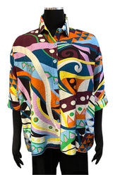Shana 24333M6 Multicolor Printed Dolman Sleeve Shirt