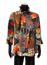 Moonlight 4106PD Patch Print & Dots Wire Collar Long Sleeve Button Front Jacket