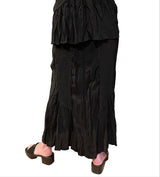Vanité Couture 18756BK Black Crinkle and Waffle Quilt Asymmetric Patchwork One Size Skirt