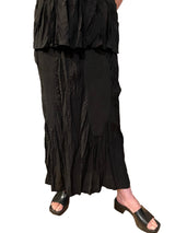 Vanité Couture 18756BK Black Crinkle and Waffle Quilt Asymmetric Patchwork One Size Skirt