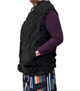 Vanité Couture 88501BK Black One Size Crinkle Crush Button Front Vest