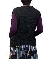 Vanité Couture 88501BK Black One Size Crinkle Crush Button Front Vest