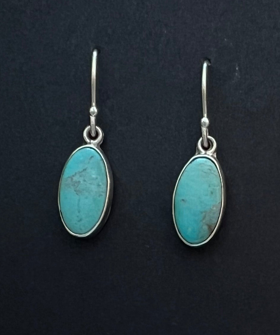 Randall Pipkorn R13 Bisbee Turquoise Sterling Silver Oval Drop Earrings