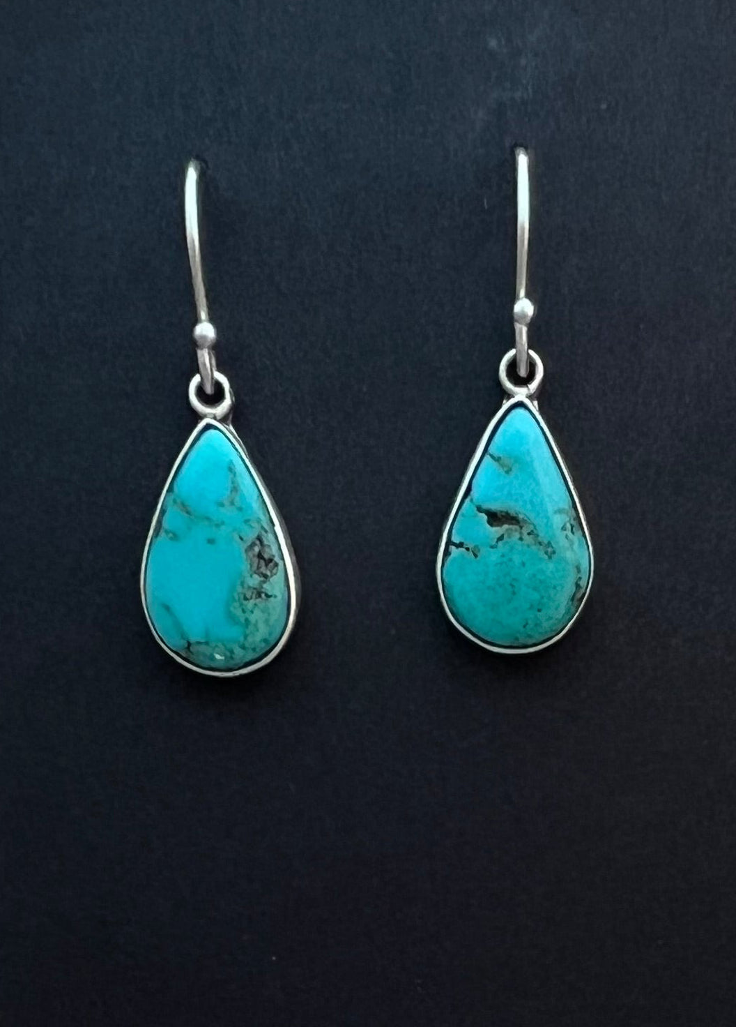 Randall Pipkorn R14 Bisbee Turquoise Sterling Silver Oval Drop Earrings