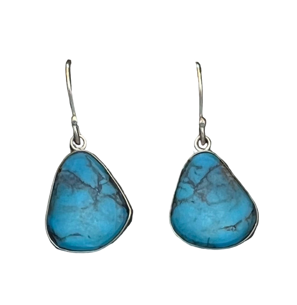 Randall Pipkorn R16 Bisbee Turquoise Sterling Silver Oval Drop Earrings