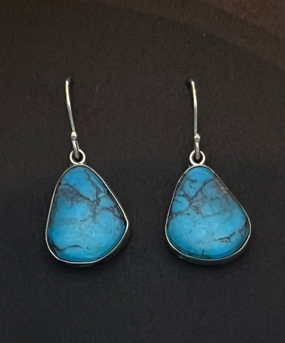 Randall Pipkorn R16 Bisbee Turquoise Sterling Silver Oval Drop Earrings