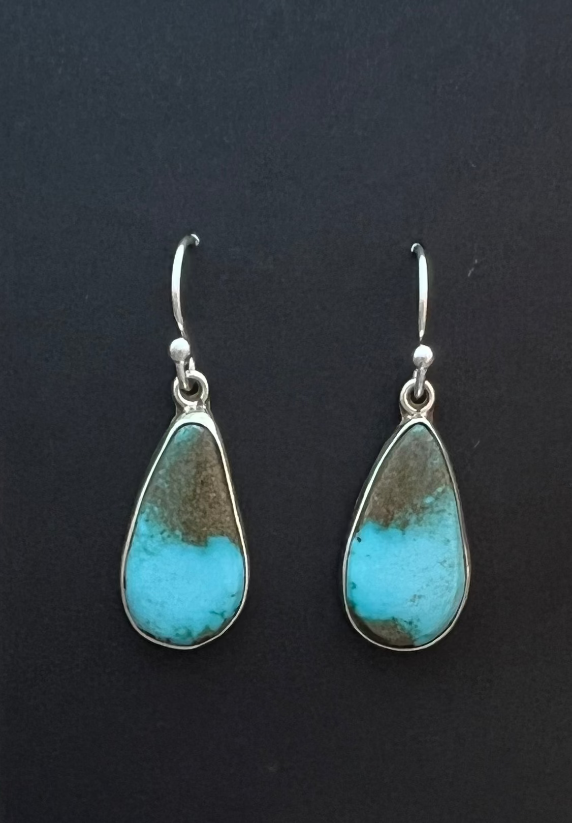 Randall Pipkorn R17 Bisbee Turquoise Sterling Silver Oval Drop Earrings