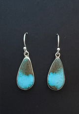 Randall Pipkorn R17 Bisbee Turquoise Sterling Silver Oval Drop Earrings