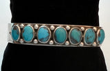 Randall Pipkorn R18 8" Handmade Bisbee Turquoise and Sterling Silver Cuff Bracelet
