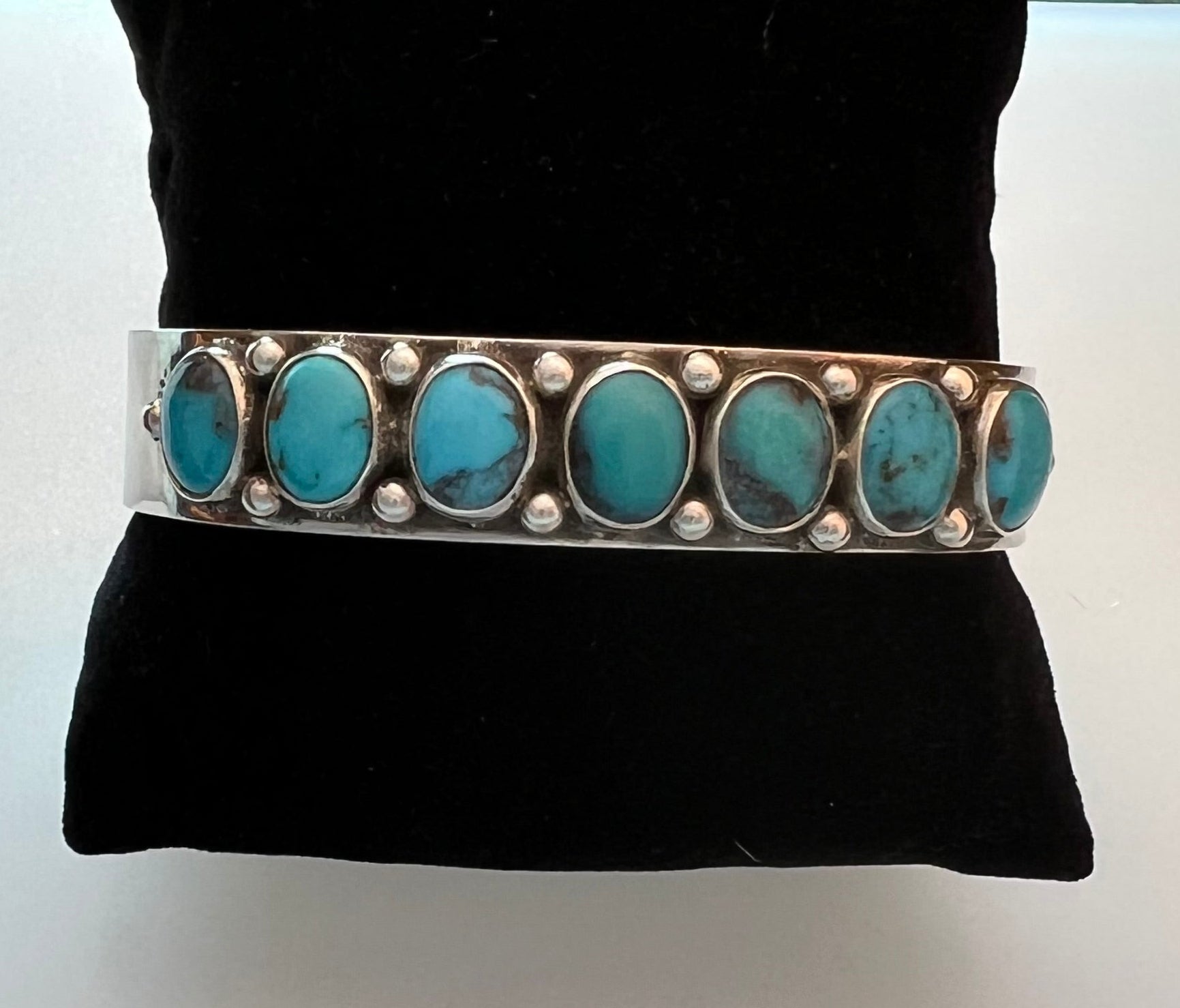 Randall Pipkorn R18 8" Handmade Bisbee Turquoise and Sterling Silver Cuff Bracelet