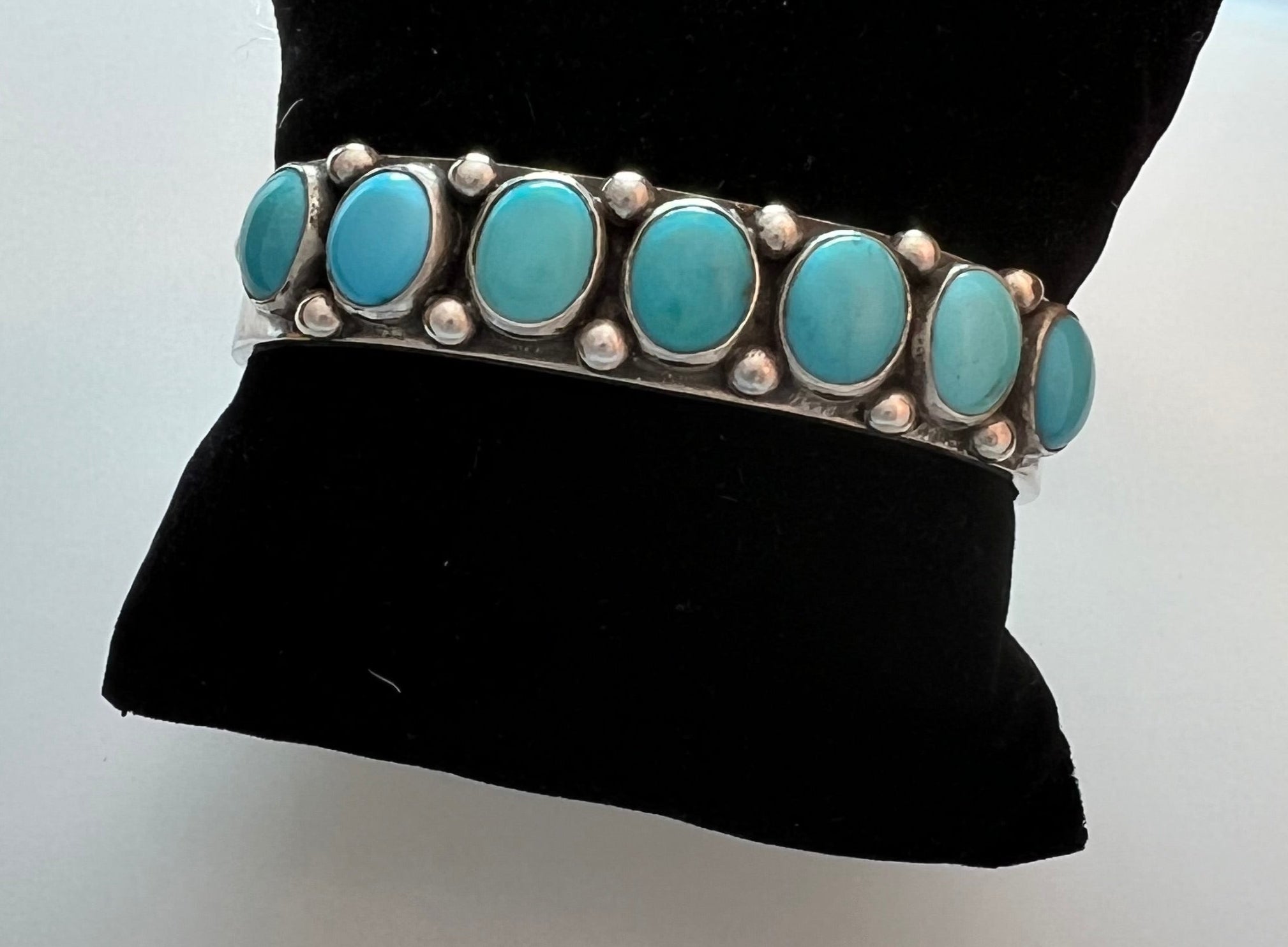 Randall Pipkorn R19 7.5" Handmade Bisbee Turquoise and Sterling Silver Cuff Bracelet