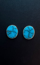 Randall Pipkorn R30 Bisbee Blue Turquoise Round POST Earrings