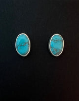 Randall Pipkorn R-37 Bisbee Turquoise Oval POST Earrings