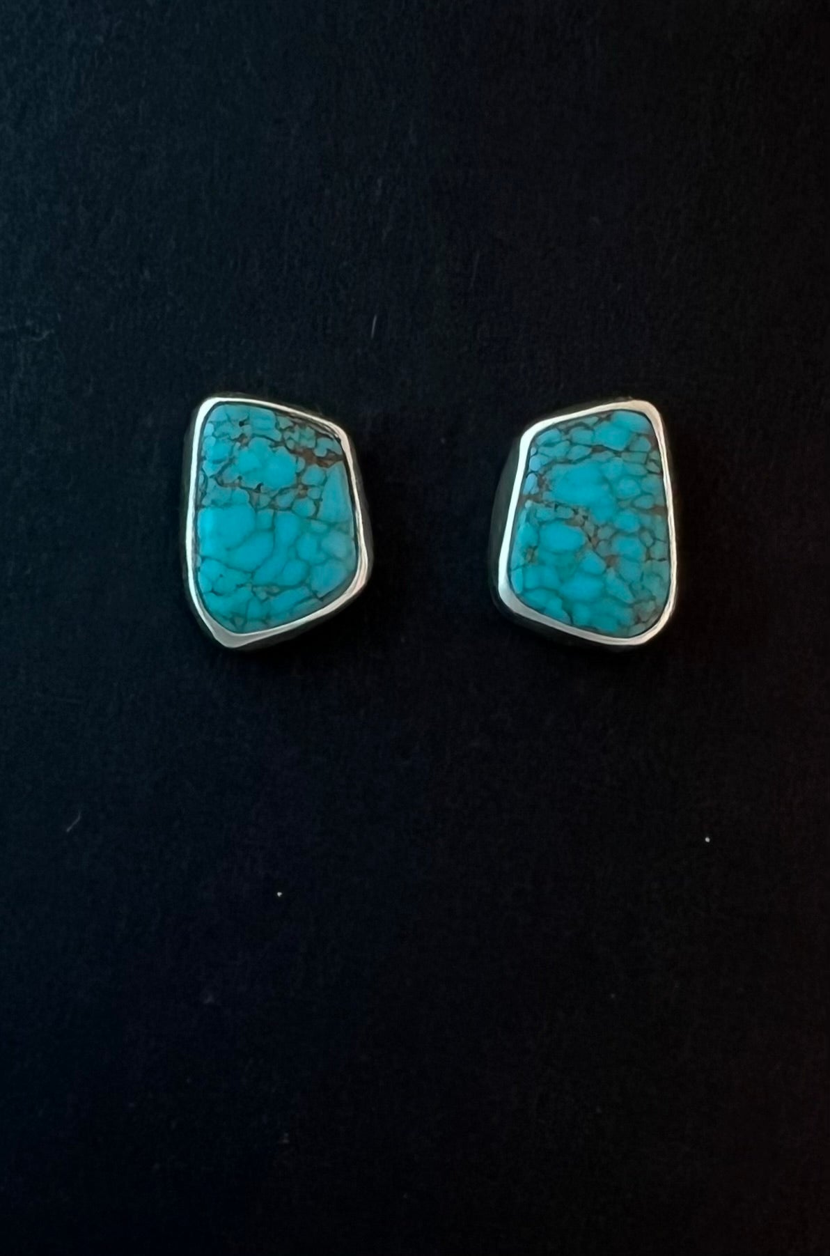 Randall Pipkorn R-38 1/2” Bisbee Blue Turquoise Square(ish) POST Earrings