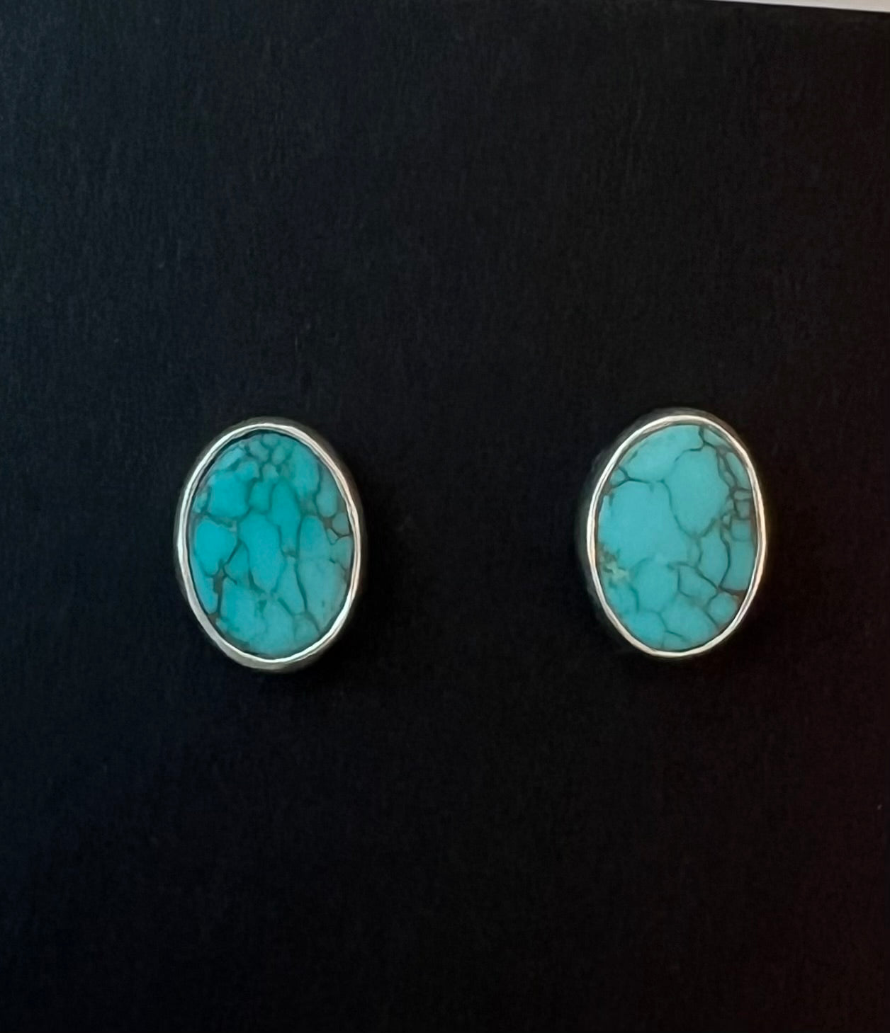 Randall Pipkorn R-40 Bisbee Turquoise Oval POST Earrings