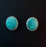 Randall Pipkorn R-41 Bisbee Turquoise Oval POST Earrings