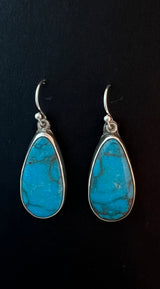 Randall Pipkorn R-42 Bisbee Turquoise Sterling Silver Teardrop Earrings