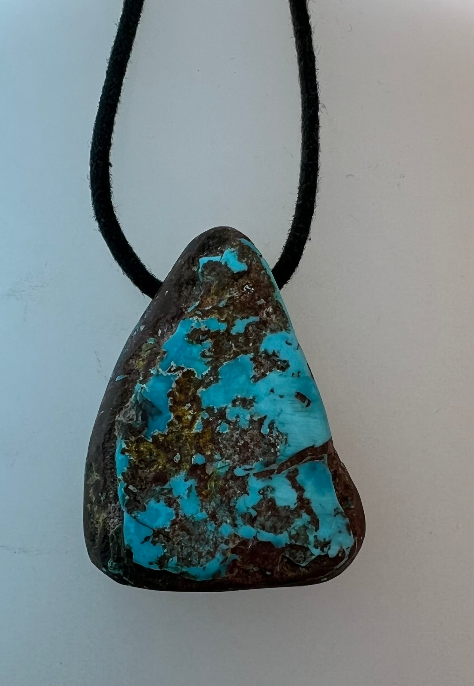 Randall Pipkorn R-44 Handmade Raw Bisbee Turquoise Triangular Pendant Necklace