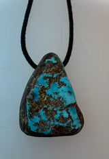 Randall Pipkorn R-44 Handmade Raw Bisbee Turquoise Triangular Pendant Necklace