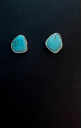 Randall Pipkorn R-51 Bisbee Turquoise Oval POST Earrings