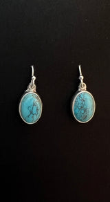 Randall Pipkorn R-52 Bisbee Turquoise Sterling Silver Teardrop Earrings