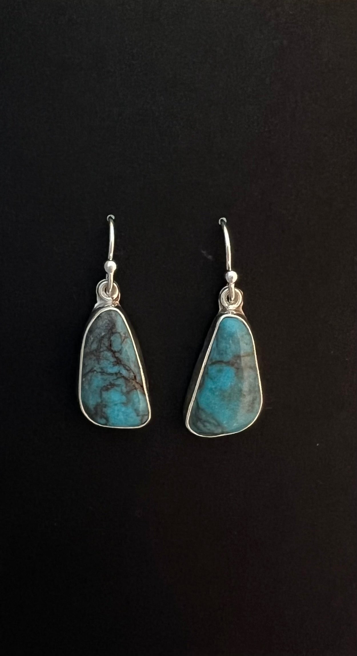 Randall Pipkorn R-53 Bisbee Turquoise Sterling Silver Teardrop Earrings