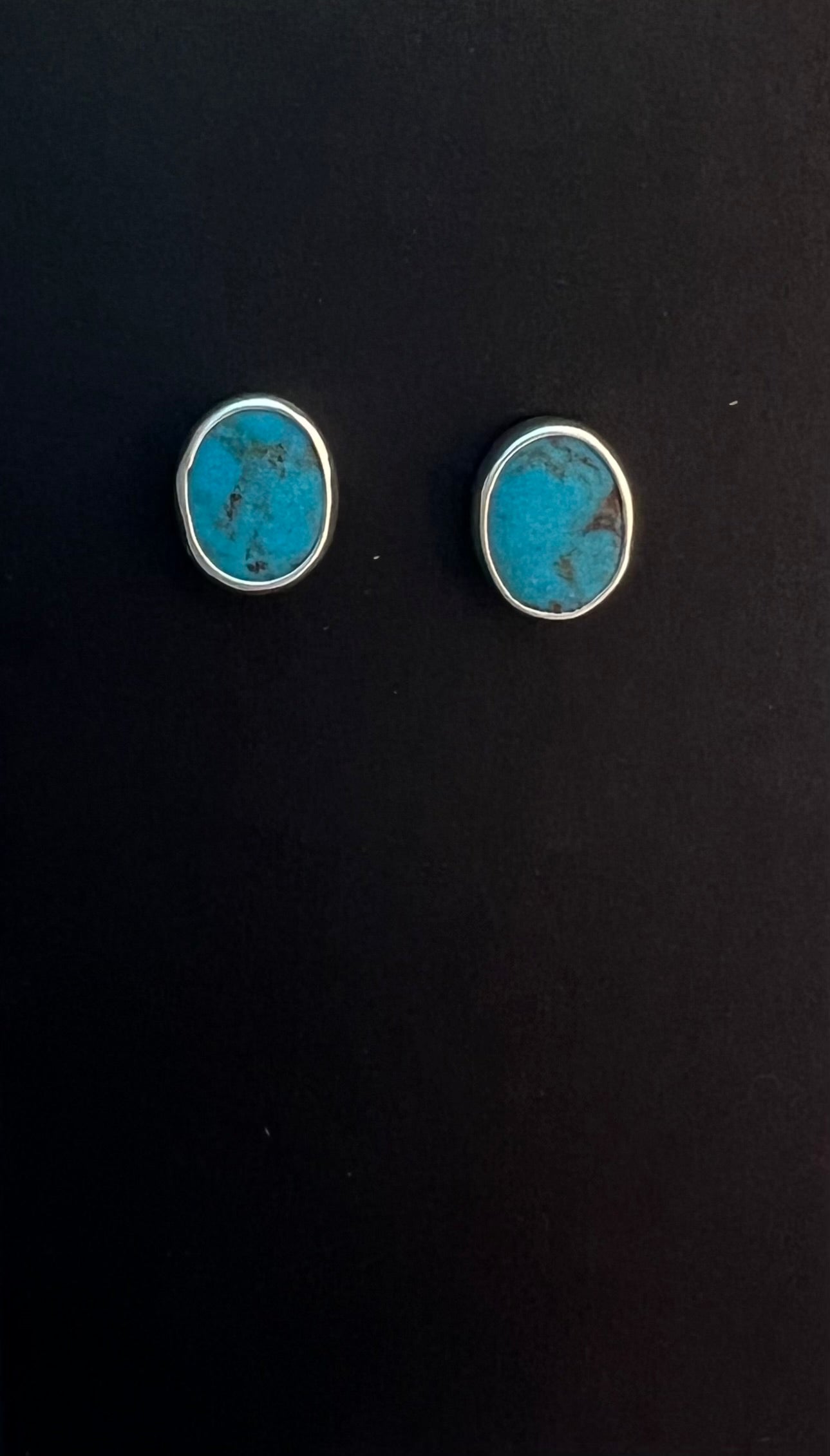 Randall Pipkorn R-54 Bisbee Blue Turquoise Round POST Earrings