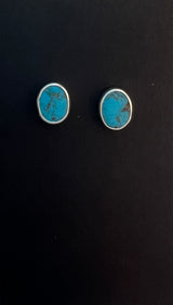 Randall Pipkorn R-54 Bisbee Blue Turquoise Round POST Earrings