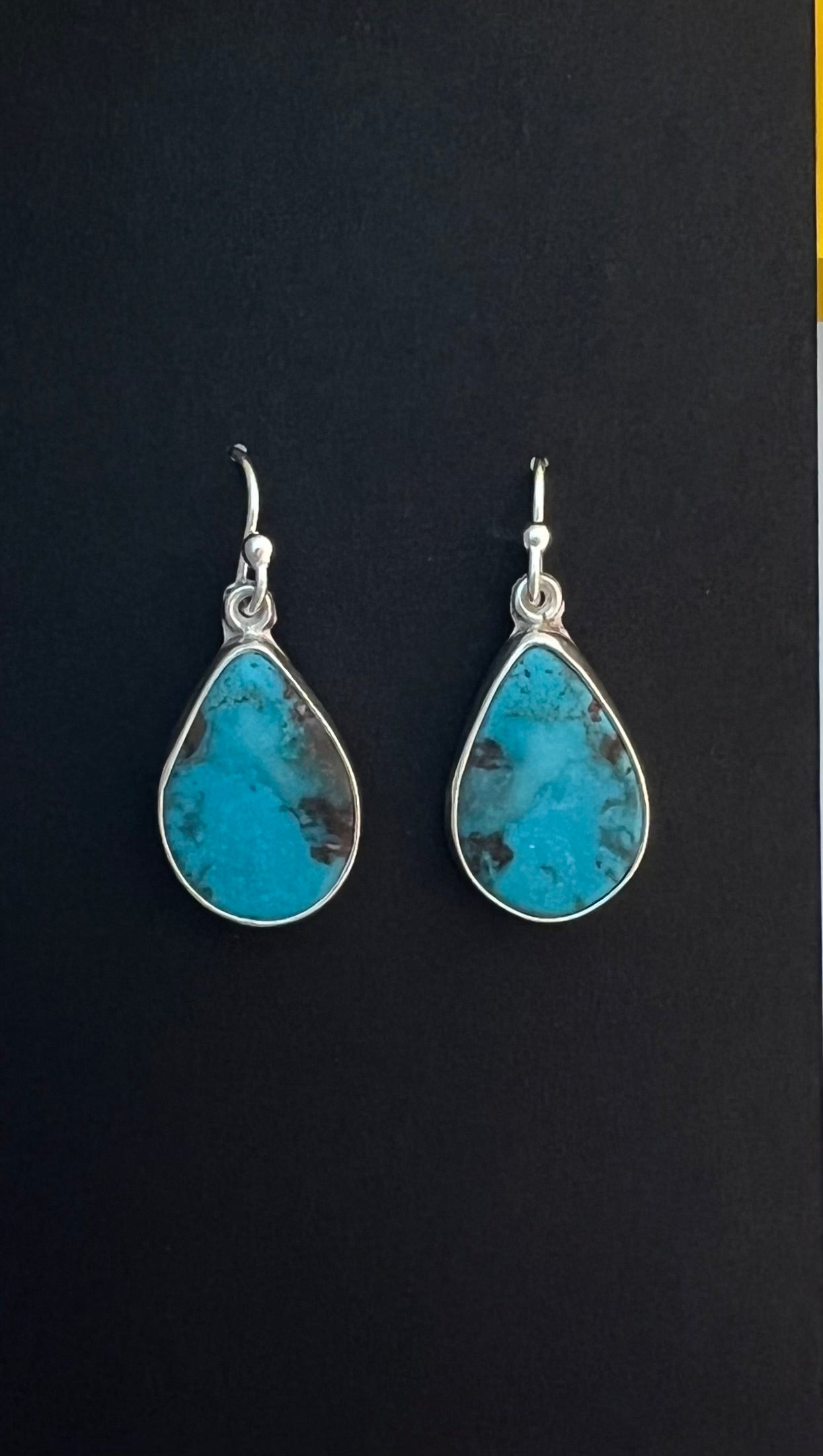 Randall Pipkorn R-56 Bisbee Turquoise Sterling Silver Teardrop Earrings