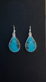 Randall Pipkorn R-56 Bisbee Turquoise Sterling Silver Teardrop Earrings