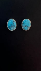 Randall Pipkorn R-57 Bisbee Turquoise Oval POST Earrings