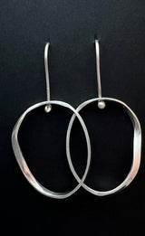 Randall Pipkorn R-59 Sterling Silver Dangle 2" Oval Hoop Earrings