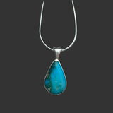 Randall Pipkorn T-61 Handmade Bisbee Turquoise and Sterling Silver Teardrop Pendant Necklace
