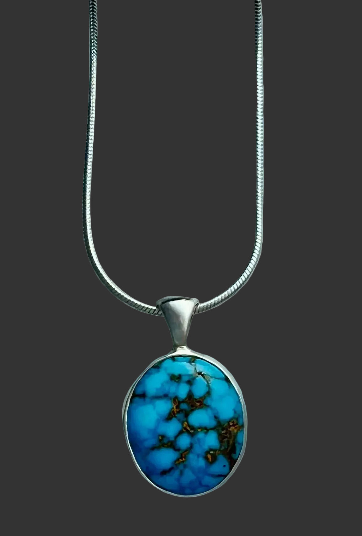 Randall Pipkorn R-62 Handmade Bisbee Turquoise and Sterling Silver Pendant Necklace