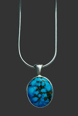 Randall Pipkorn R-62 Handmade Bisbee Turquoise and Sterling Silver Pendant Necklace