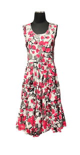 Dress Addict JOY613 Multicolor Floral and Stripe 100% Organic Cotton Tank Dress