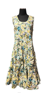 Dress Addict JOY605 Multicolor Floral and Stripe 100% Organic Cotton Tank Dress