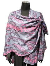 Rapti BS80 Pink/Blue One Size 100% Cashmere Reversible Buckle Shawl